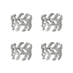 Best Scandi Living Vine napkin ring Ø4,7 cm 4-pack, Zinc alloy Silver-coloured