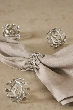 Best Scandi Living Vine napkin ring Ø4,7 cm 4-pack, Zinc alloy Silver-coloured
