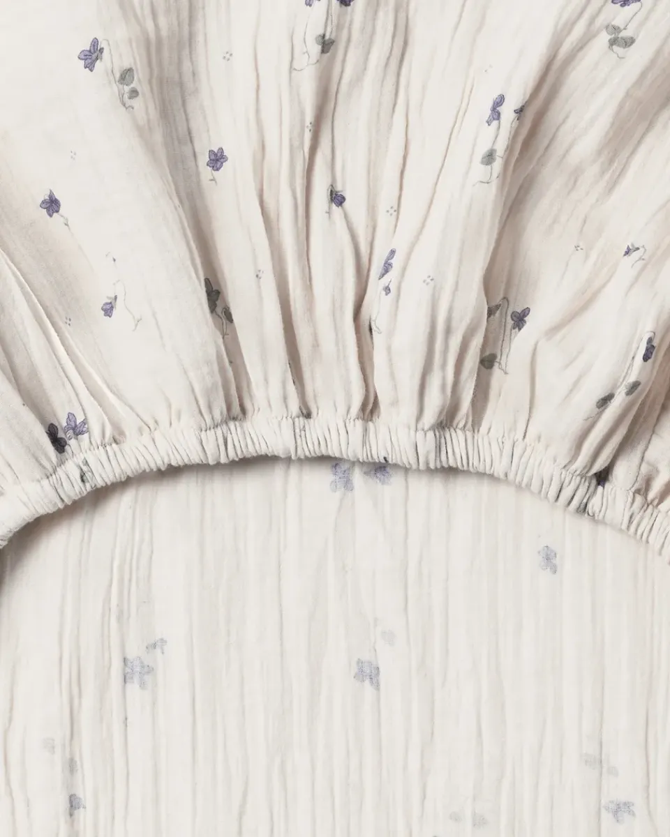 Bed Sheets^Garbo&Friends Viola Muslin fitted sheet, 60x120x20 cm Blue