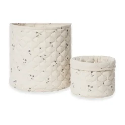 Storage For The Kids Room^Garbo&Friends Viola Satin quilted basket 2 pieces, 20xØ20 cm + 30xØ30 cm Blue