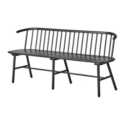 Clearance NJRD VIOR bench with backrest, Black lacquered oak Beige