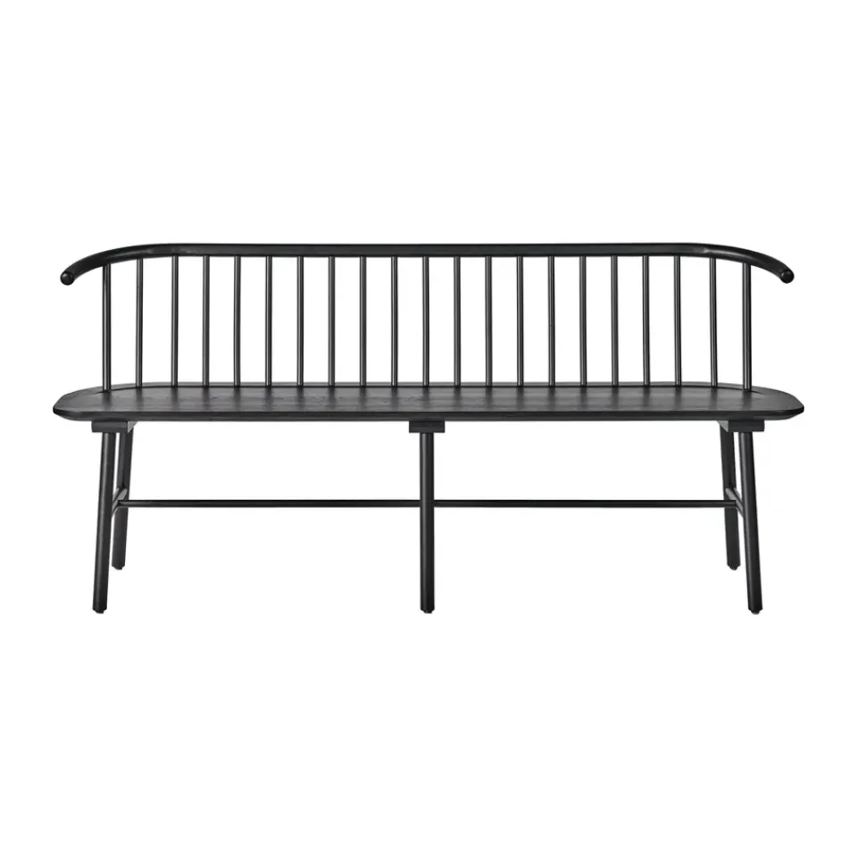 Clearance NJRD VIOR bench with backrest, Black lacquered oak Beige