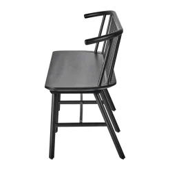 Clearance NJRD VIOR bench with backrest, Black lacquered oak Beige