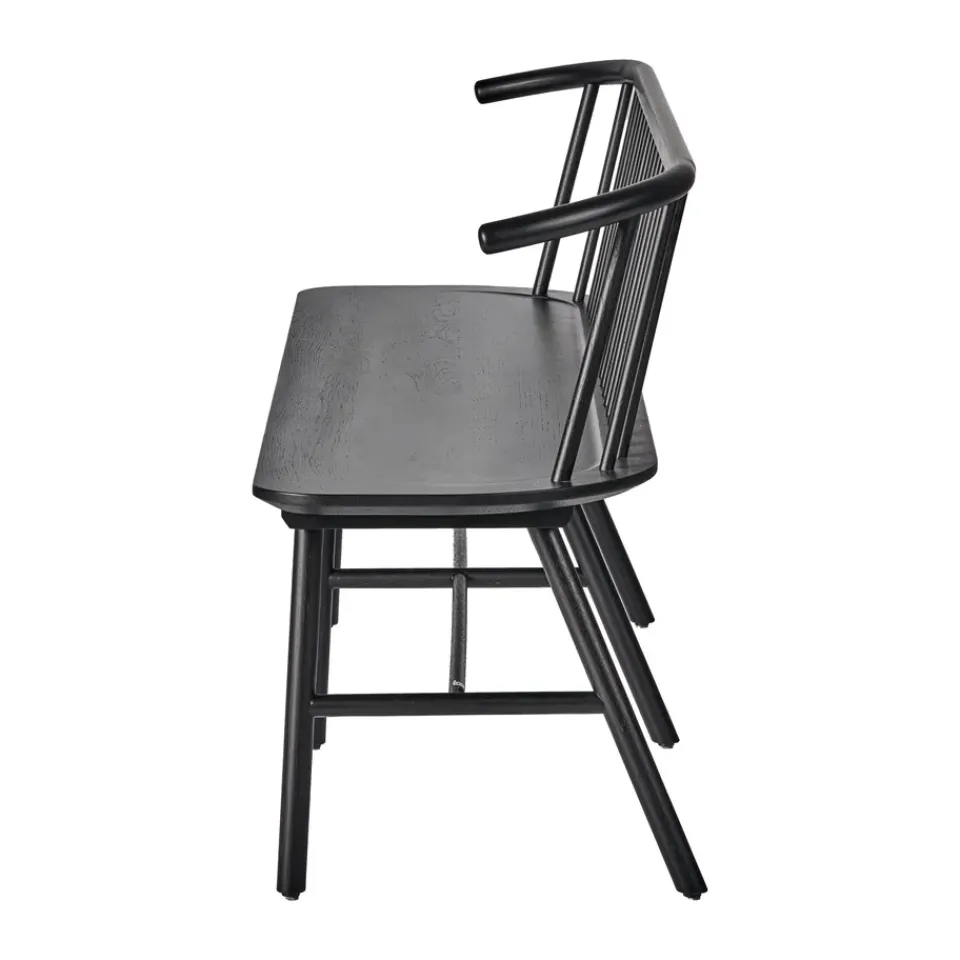 Clearance NJRD VIOR bench with backrest, Black lacquered oak Beige