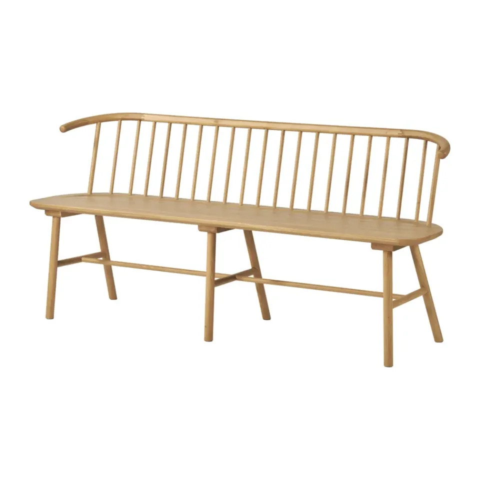 Online NJRD VIOR bench with backrest, Lacquered oak Beige
