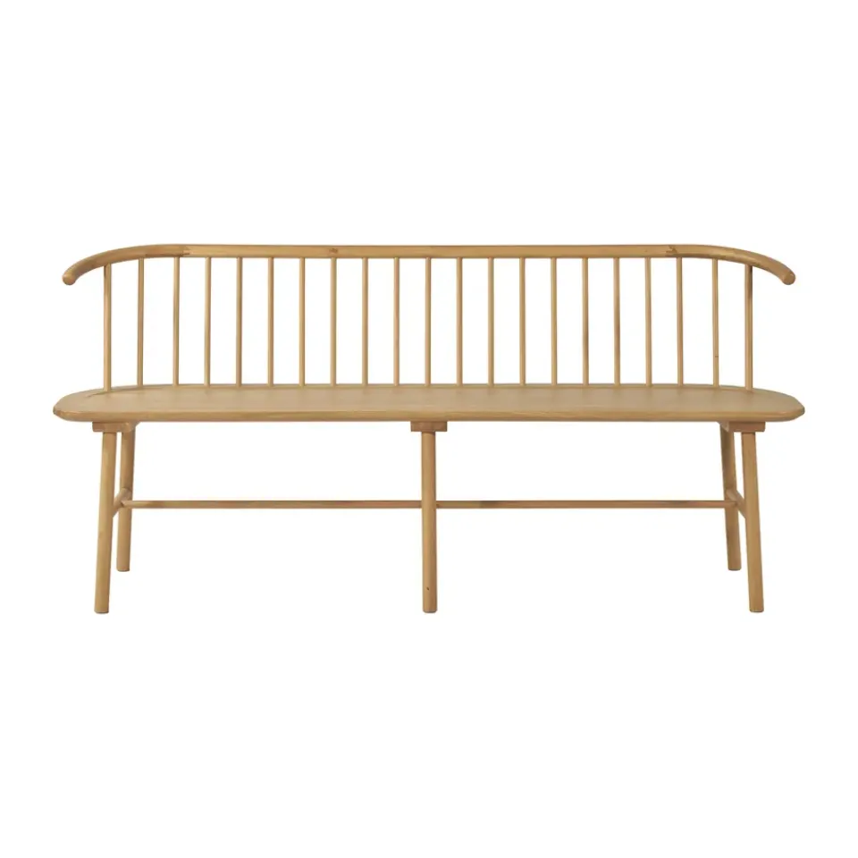 Online NJRD VIOR bench with backrest, Lacquered oak Beige