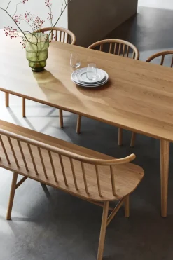 Online NJRD VIOR bench with backrest, Lacquered oak Beige