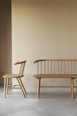 Online NJRD VIOR bench with backrest, Lacquered oak Beige