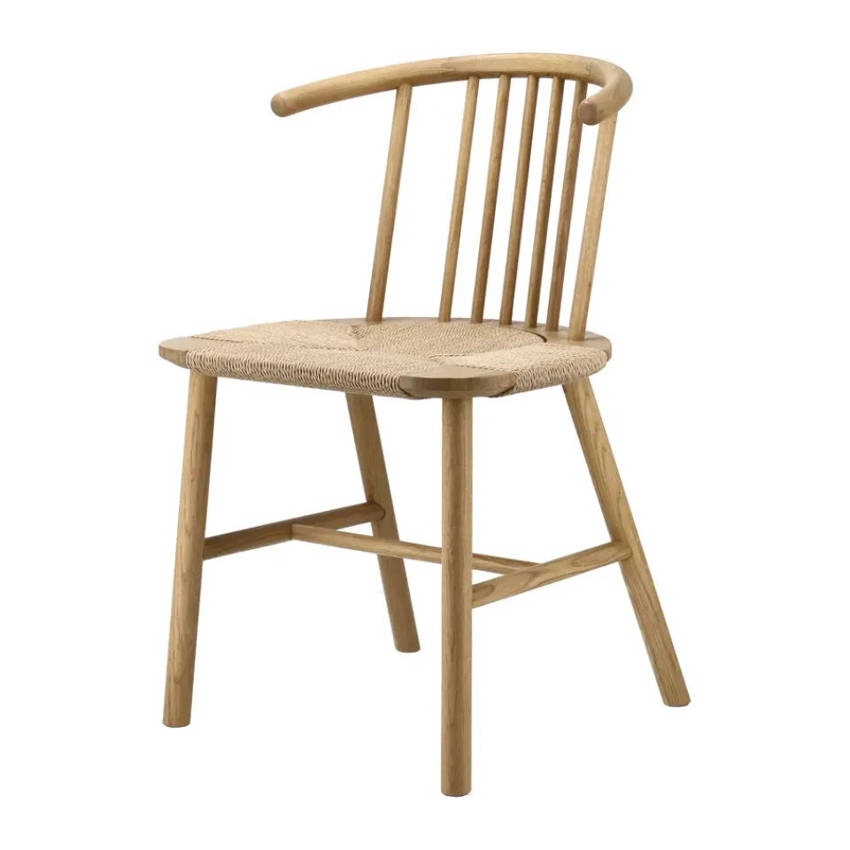 Sale NJRD VIOR dining chair wicker seat, Lacquered oak-nature Beige