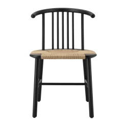 Chairs^NJRD VIOR dining chair wicker seat, Black lacquered oak-nature Beige