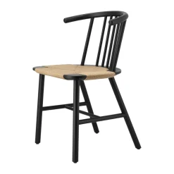 Chairs^NJRD VIOR dining chair wicker seat, Black lacquered oak-nature Beige