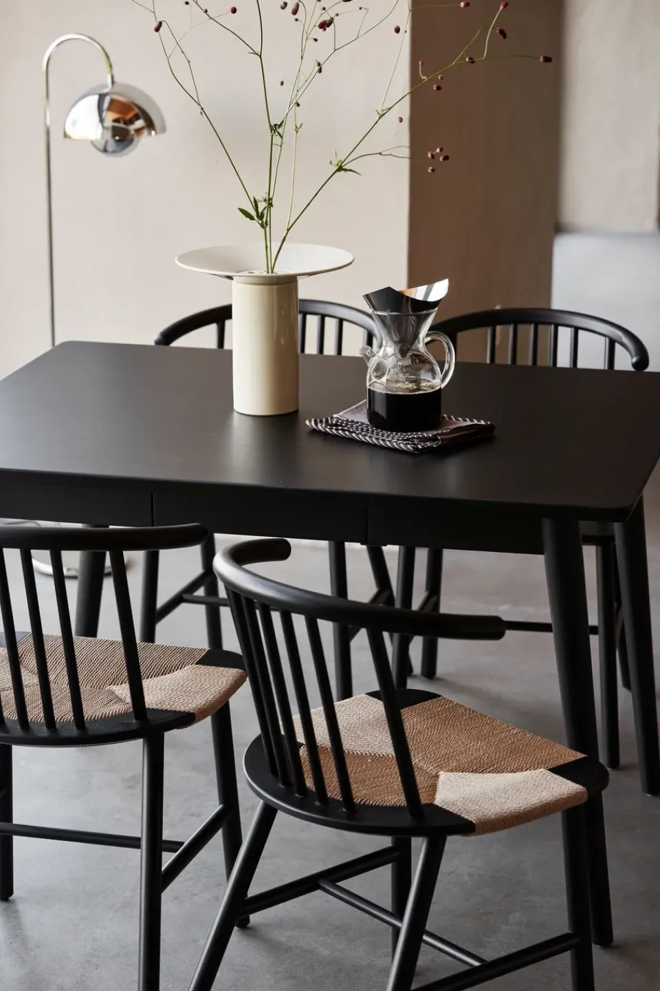 Hot NJRD VIOR dining table 90x120 cm, Black lacquered oak Beige