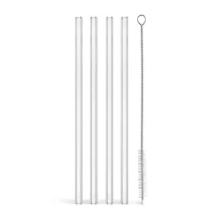 Online Kosta Boda Viva straws + cleaning brush 5 pieces, Clear Transparent