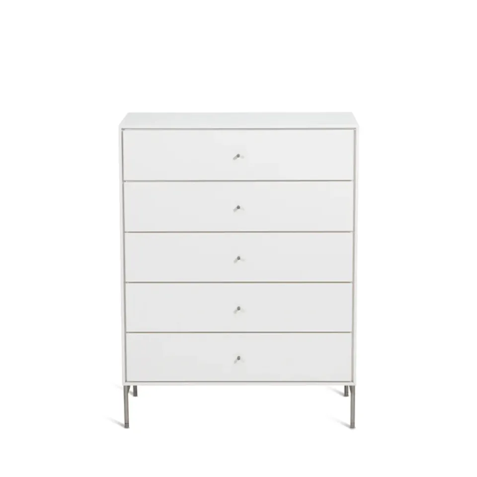 Discount Mavis Volt chest of 5 drawers , Details in stainless steel White