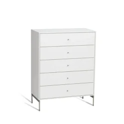Discount Mavis Volt chest of 5 drawers , Details in stainless steel White