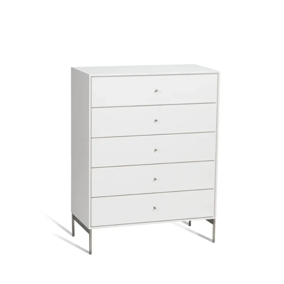 Discount Mavis Volt chest of 5 drawers , Details in stainless steel White