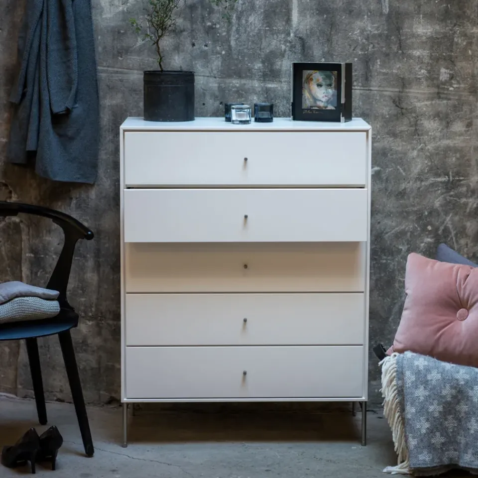 Discount Mavis Volt chest of 5 drawers , Details in stainless steel White