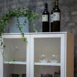 Display & Glass Cabinets|Display & Glass Cabinets^Mavis Volt display cabinet 130 cm lacquer, Details in stainless steel White
