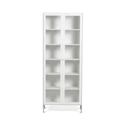 Discount Mavis Volt display cabinet 190 cm lacquer, Details in stainless steel White