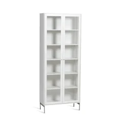 Discount Mavis Volt display cabinet 190 cm lacquer, Details in stainless steel White