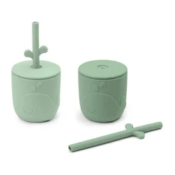 Children's Mugs^Done by deer Wally mug with peekaboo straw 2-pack., Green