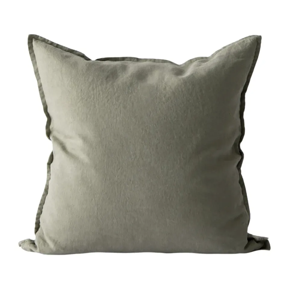 Cushion Covers^Tell Me More Washed linen cushion cover 50x50 cm, Olive Green