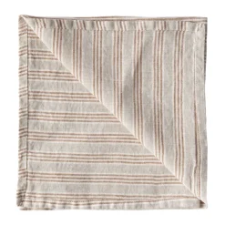 Sale Tell Me More Washed linen napkin, Hazelnut stripe BrownBeige