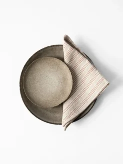 Sale Tell Me More Washed linen napkin, Hazelnut stripe BrownBeige