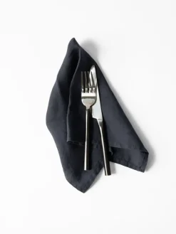 Linen & Cotton Napkins^Tell Me More Washed linen napkin, Midnight Blue