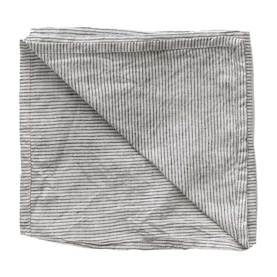 Sale Tell Me More Washed linen napkin, Pinstripe BlackWhite
