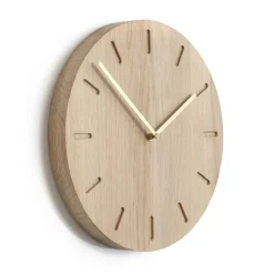 Wall Clocks^Applicata Watch:Out wall clock oak, oak-brass White