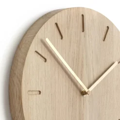 Wall Clocks^Applicata Watch:Out wall clock oak, oak-brass White