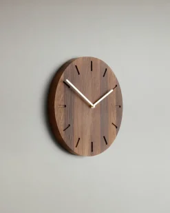 Wall Clocks^Applicata Watch:Out wall clock oak, smoked oak-brass Brown