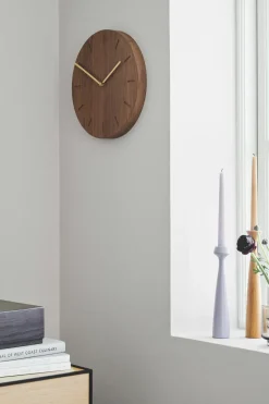Wall Clocks^Applicata Watch:Out wall clock oak, smoked oak-brass Brown