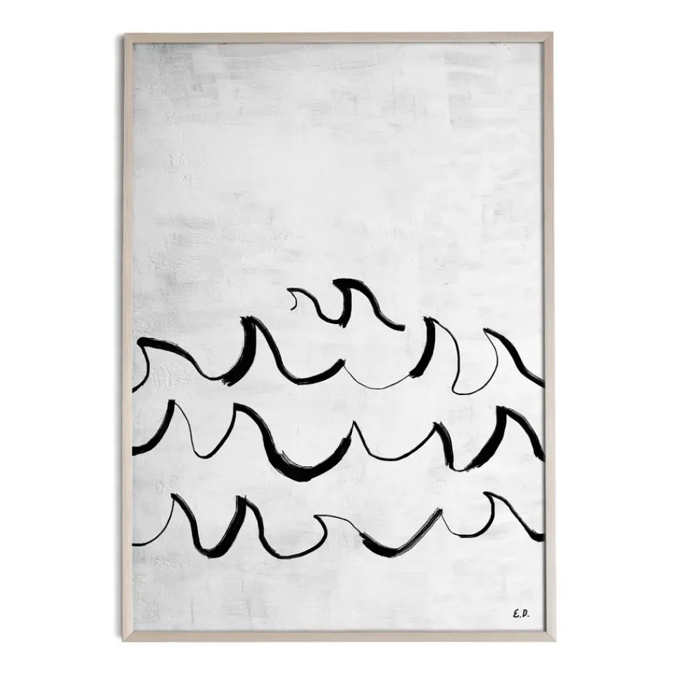 Posters^Fine Little Day Wave poster 50x70 cm, Black-white GreyBlackWhite