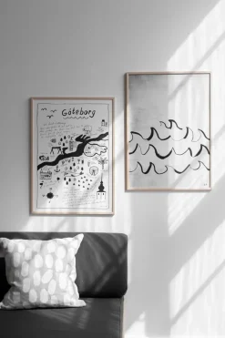 Posters^Fine Little Day Wave poster 50x70 cm, Black-white GreyBlackWhite