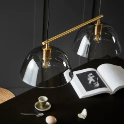 Pendant Lamps^CO Bankeryd Wendo 70 ceiling lamp smoke-coloured glass, Brass finish Gold-colouredBlack