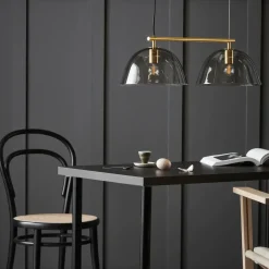 Pendant Lamps^CO Bankeryd Wendo 70 ceiling lamp smoke-coloured glass, Brass finish Gold-colouredBlack