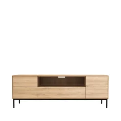T.V & Media Units|T.V & Media Units^Ethnicraft Whitebird media cabinet 180 cm, Oak wax oil-Black metal Beige