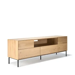 T.V & Media Units|T.V & Media Units^Ethnicraft Whitebird media cabinet 180 cm, Oak wax oil-Black metal Beige
