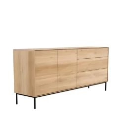 Dressers & Sideboards|Dressers & Sideboards^Ethnicraft Whitebird sideboard, Oak-Metal 2 doors 3 drawers Beige
