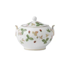 Hot Wedgwood Wild Strawberry sugar bowl, multi GreenMultiPink