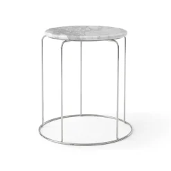 Discount &Tradition Wire Stool VP11 tabletop Ø38 cm, Marble Bianco Carrara White
