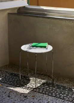 Discount &Tradition Wire Stool VP11 tabletop Ø38 cm, Marble Bianco Carrara White