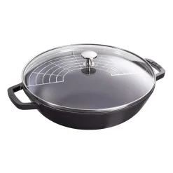 New STAUB Wok with glass lid Ø30 cm 4.4 L, Black