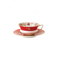 Teacups^Wedgwood Wonderlust teacup with saucer, crimson jewel RedWhite