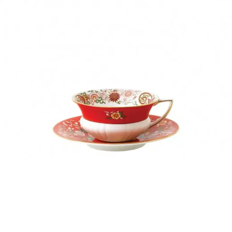 Teacups^Wedgwood Wonderlust teacup with saucer, crimson jewel RedWhite