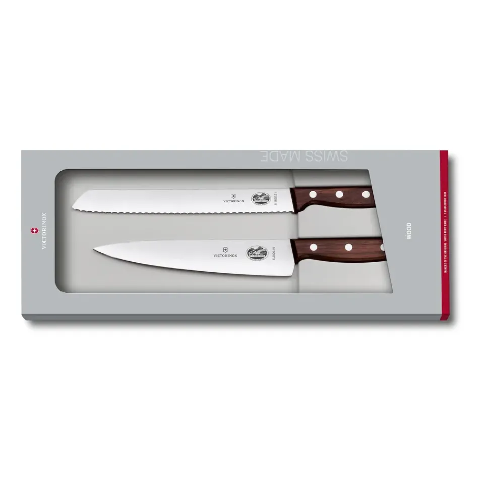 Best Victorinox Wood knife set bread knife & knife, Stainless steel-maple Silver-coloured