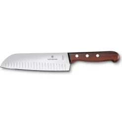 Santoku Knives^Victorinox Wood santoku knife fluted blade 17 cm, Stainless steel-maple Silver-coloured