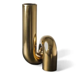 Vases^POLSPOTTEN Yourtube vase 37 cm, Gold Gold-coloured